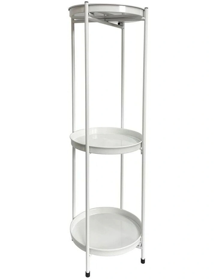 Round 3-Shelf Metal Planter Stand 81cm in White