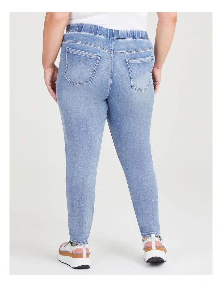 Moto Pull On Jeans in Light Blue Denim