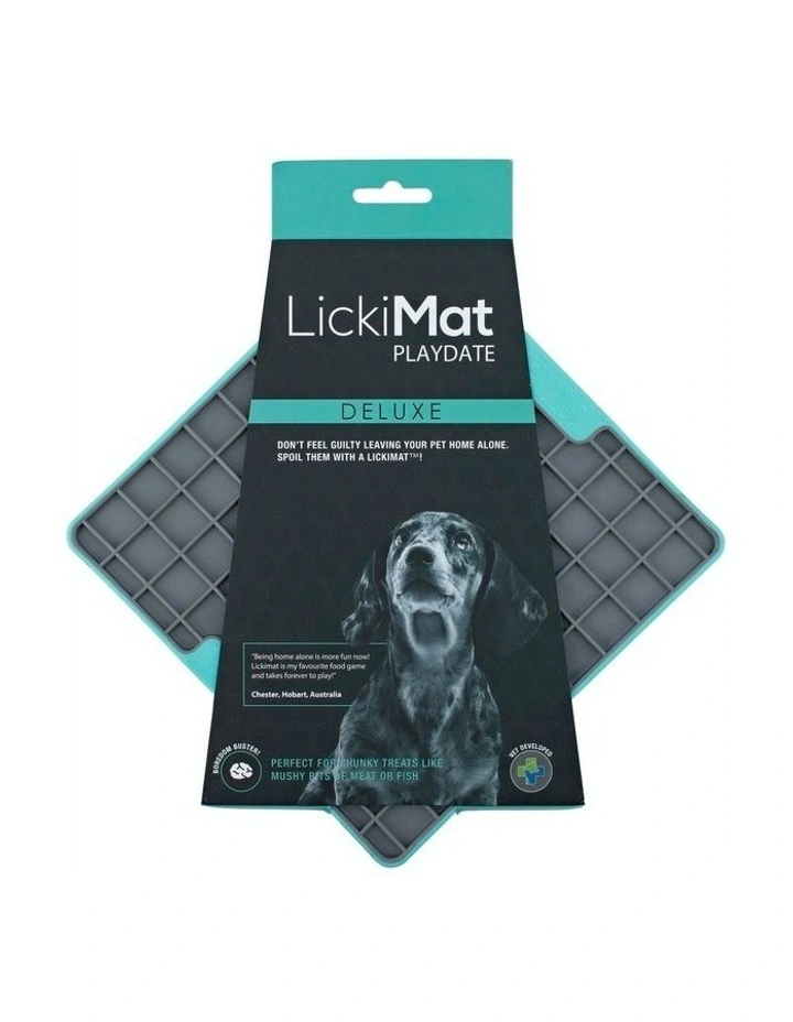 Playdate Tuff Slow Food Bowl Anti-Anxiety Mat for Dogs in Blue