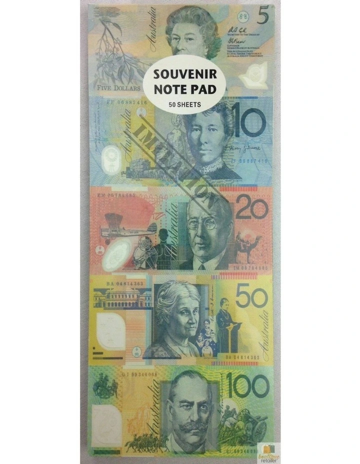 Souvenir Note Pad Childrens Toy Fake Pretend Play Australian Dollar Money