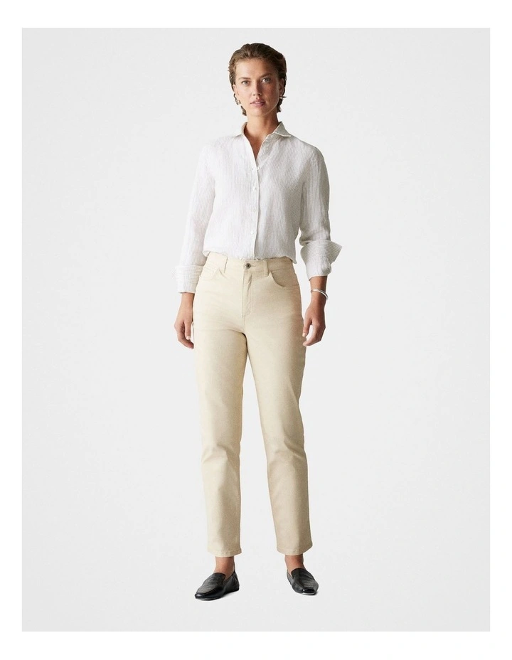 Yarn Dyed Linen Stripe Classic Shirt in Flax