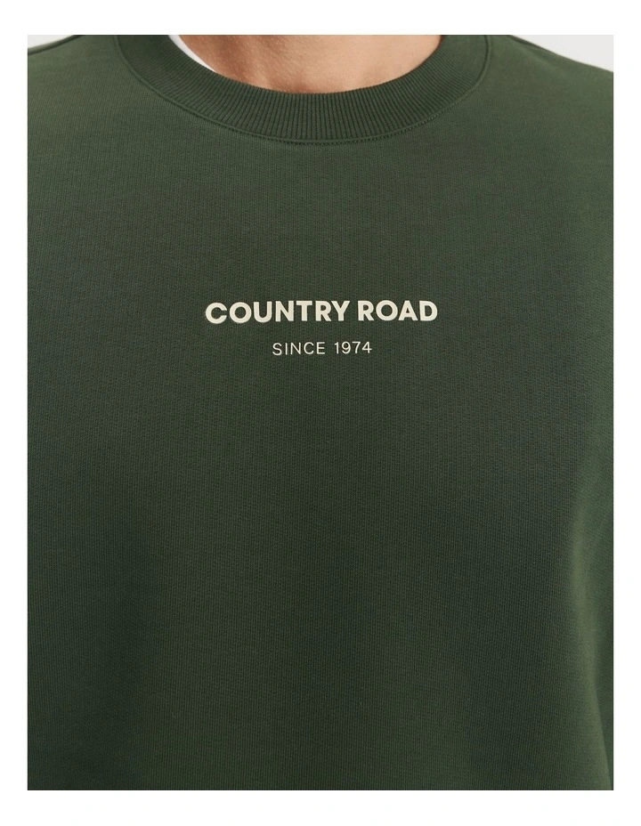 Australian Cotton Modern Logo Sweat in Eden Green