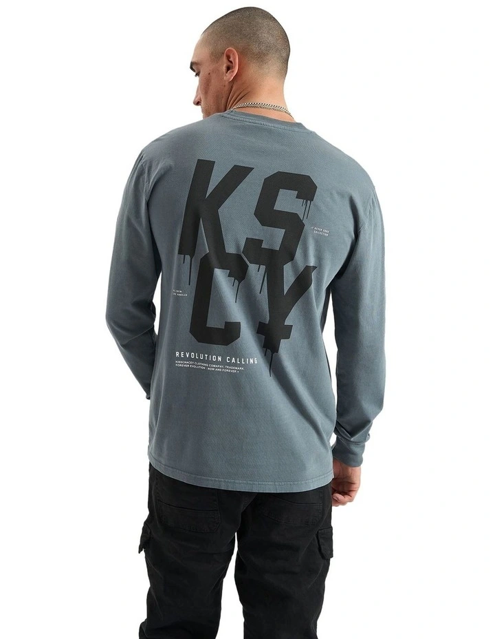 Ever And Done Relaxed Long Sleeve Tee in Pigment Stormy Weath