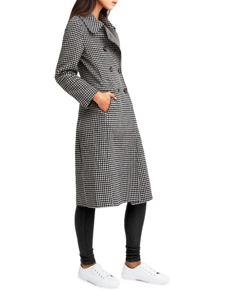 Save My Love Black & White Check Wool Coat