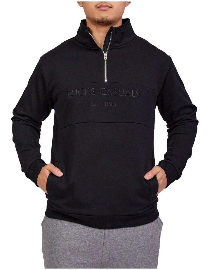 Bucks Casual Todd Half Zip In Black