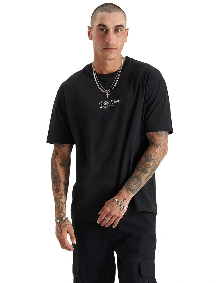 East-7 Heavy Box Fit Tee in Jet Black