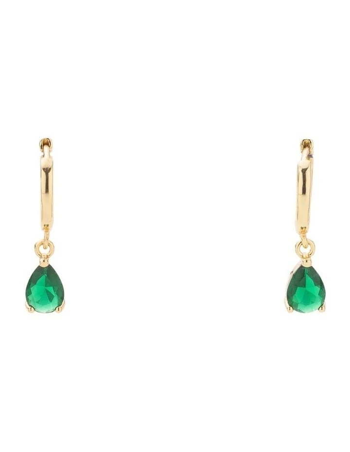 Reborn Classic Drop Huggies Earrings in Green
