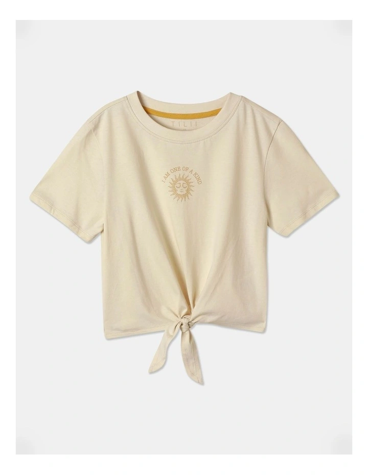 Essentials Tie Front Tee in Ecru