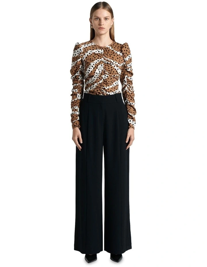 Mixed Animal Ruched Top in Multi