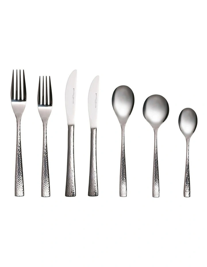 Wayland Hammered Cutlery Set Gift Boxed 42 Piece in Silver