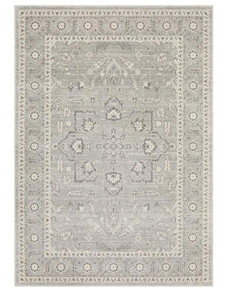 Evoke Flower Transitional Rug in Silver