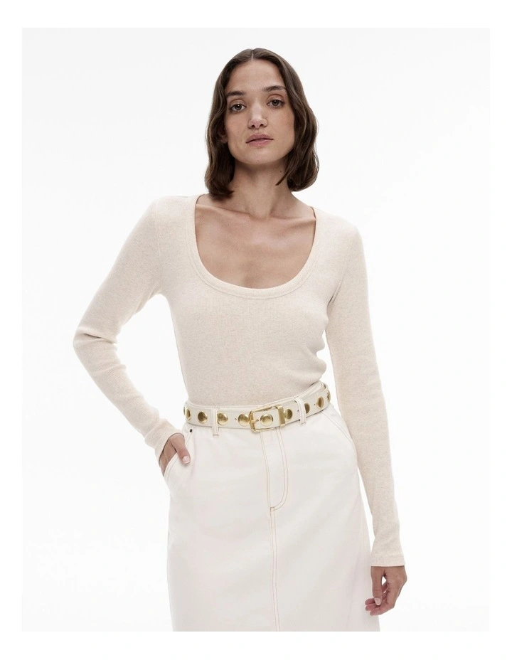 Scoop Neck Rib Top in Oatmeal Marle