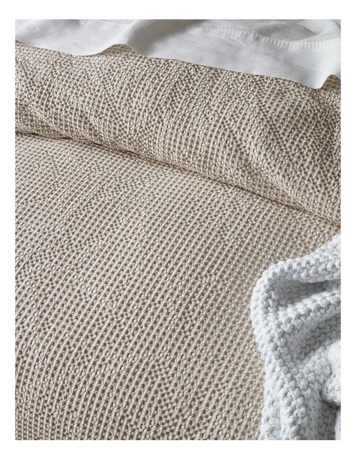 Beechworth Stonewashed Cotton Waffle Quilt Cover Set in Moonbeam