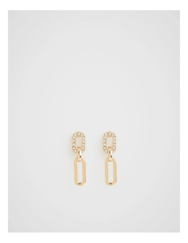 Mini Crystal Link Earring in Gold