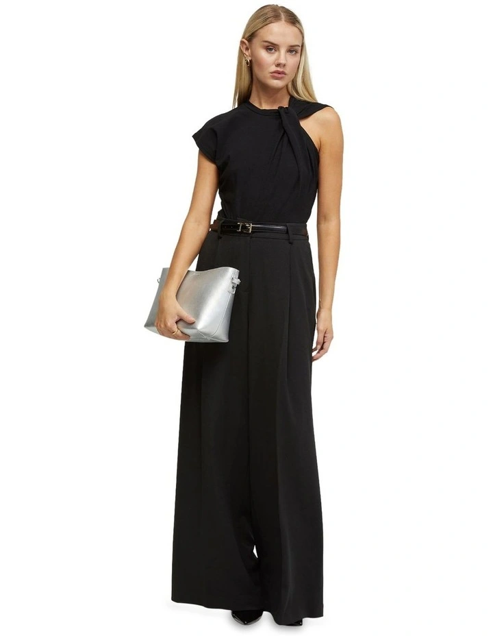 Jodie Twist Jersey Top in Black