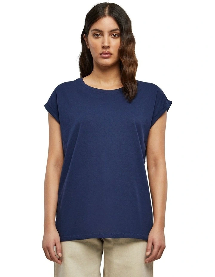Extended Shoulder Tee in Dark Blue
