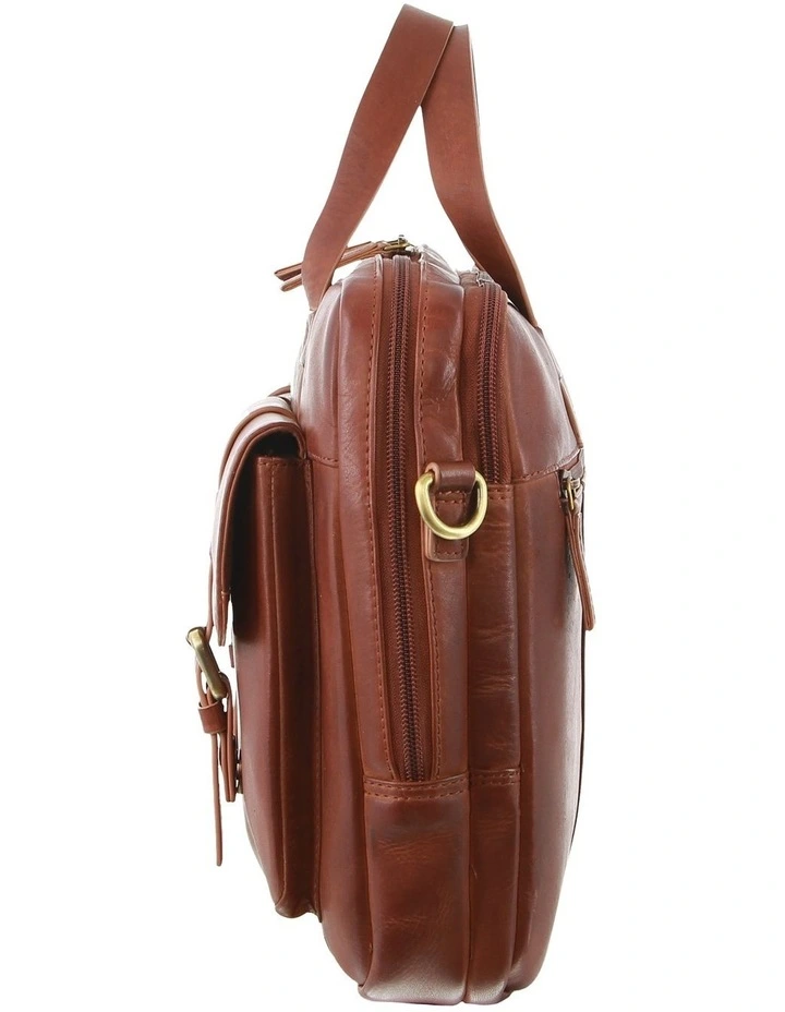 Rustic Leather Messenger Bag in Cognac