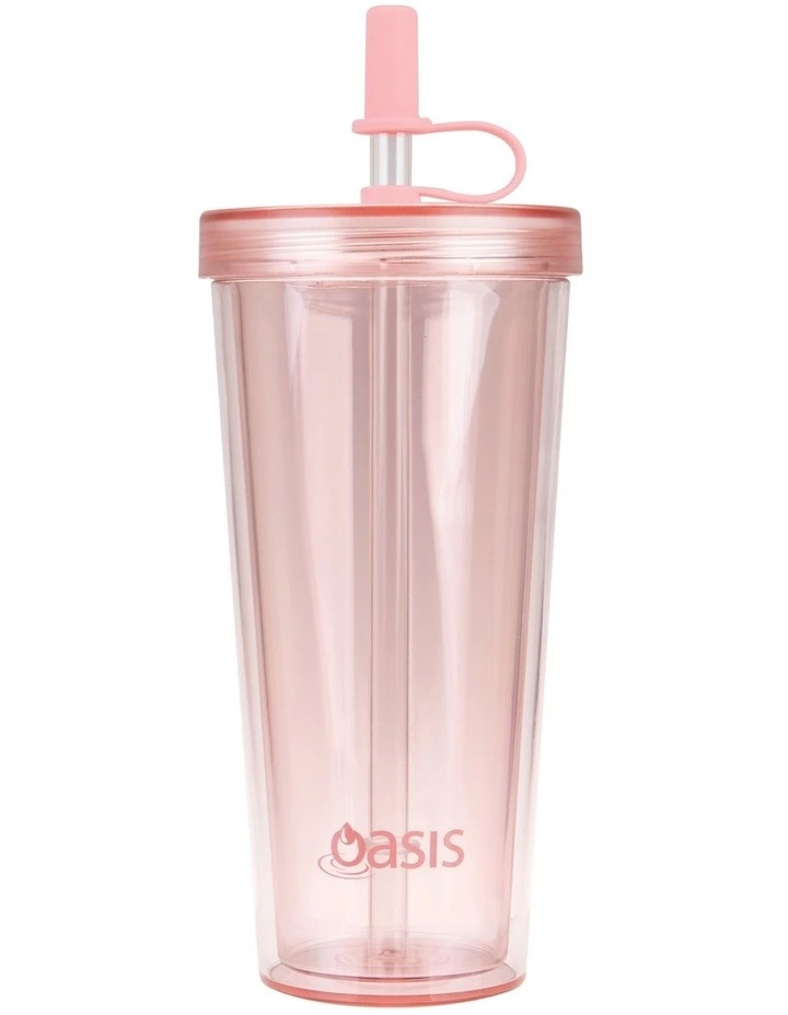 Double Wall Smoothie Tumbler With Straw 520ml in Strawberry