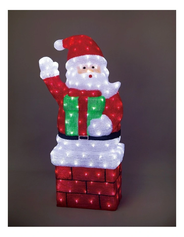 Acrylic Large Standing Santa with Gift Box H118cm
