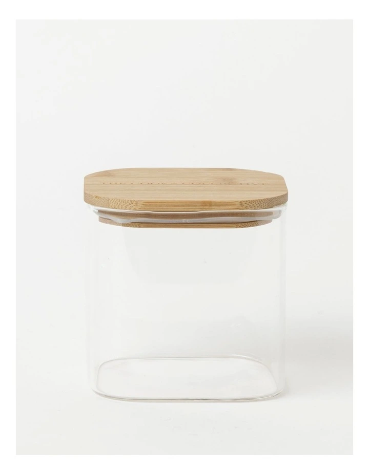 Square Storage Canister with Lid 900ml in Bamboo/Glass