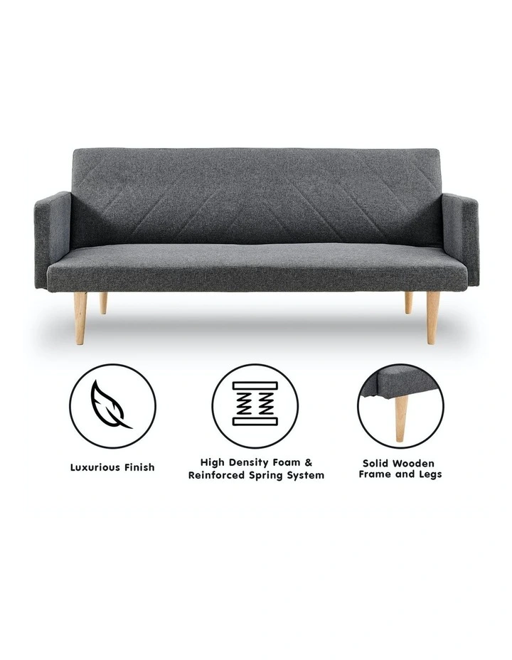 3 Seater Sofa Bed Lounge Couch Modular Furniture Home Linen Fabric Dark Grey