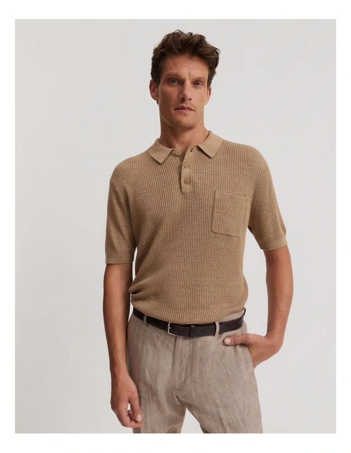 Ribbed Linen Blend Knit in Walnut