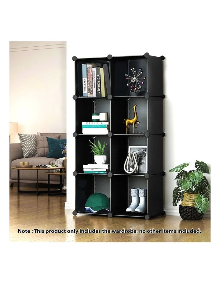 4 Tier 8-Cube Storage Organiser in Black