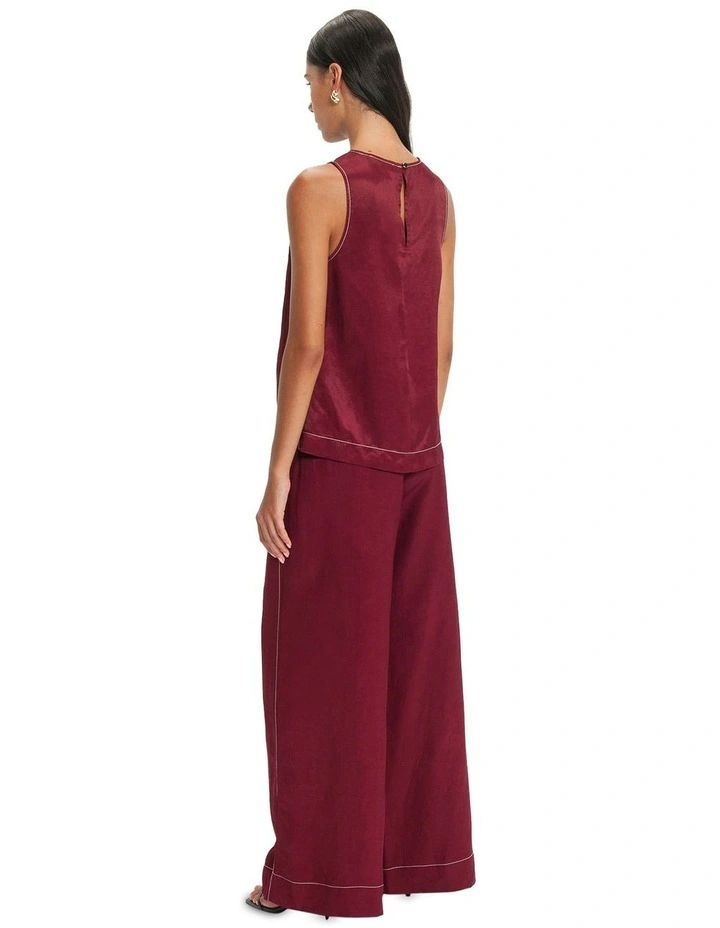 Contrast Stitch Top in Pinot