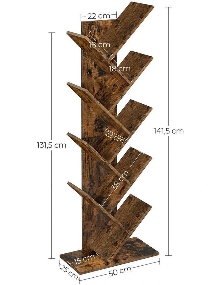8-Tier Tree Bookshelf in Brown