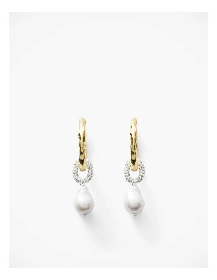 Molten Pearl Hoop Earrings in Satin Gold