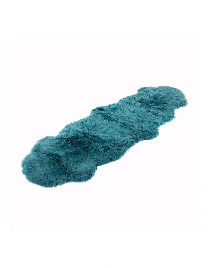 Long Wool Sheepskin Rug Double in Teal