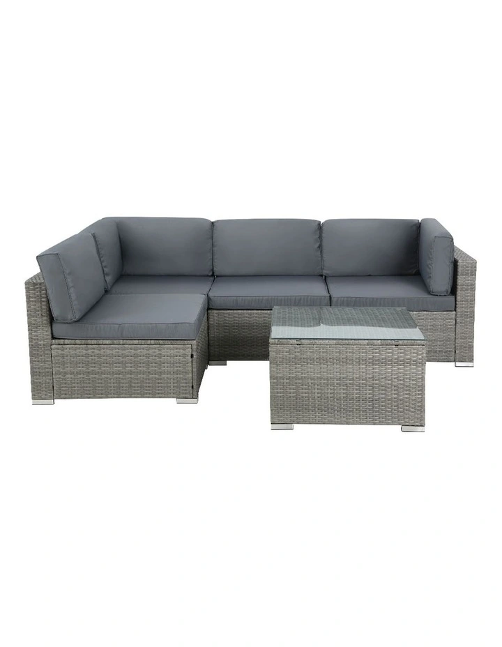 4-Seater Outdoor Sofa Set Wicker Rattan Couch Lounge Setting in Grey