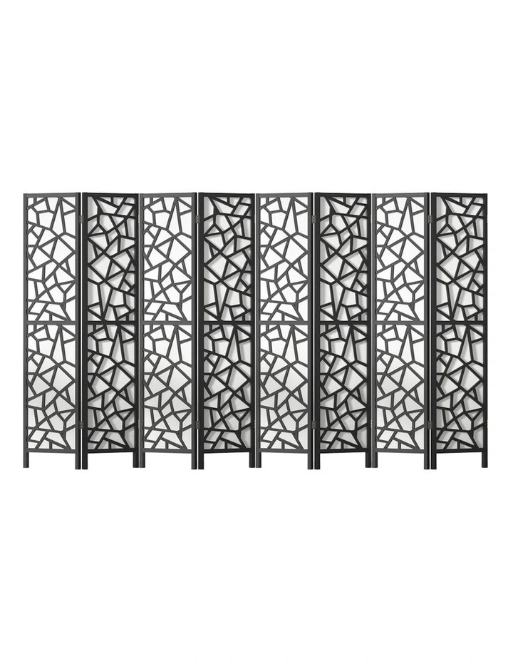 8 Panel Room Divider Screen Clover 325x170cm in Black