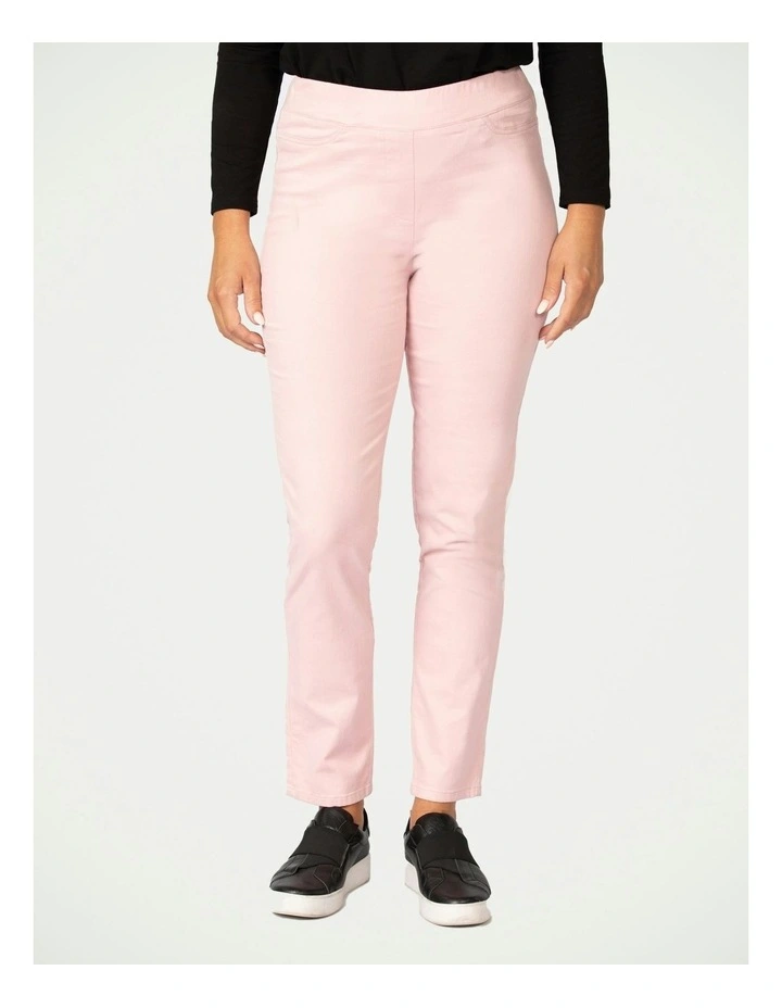 Suzy Stretch Long Pull On Jeans in Baby Pink