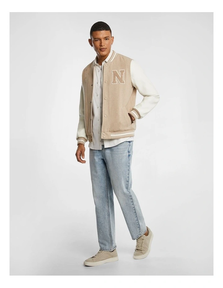Mickey Varsity Jacket in Natural
