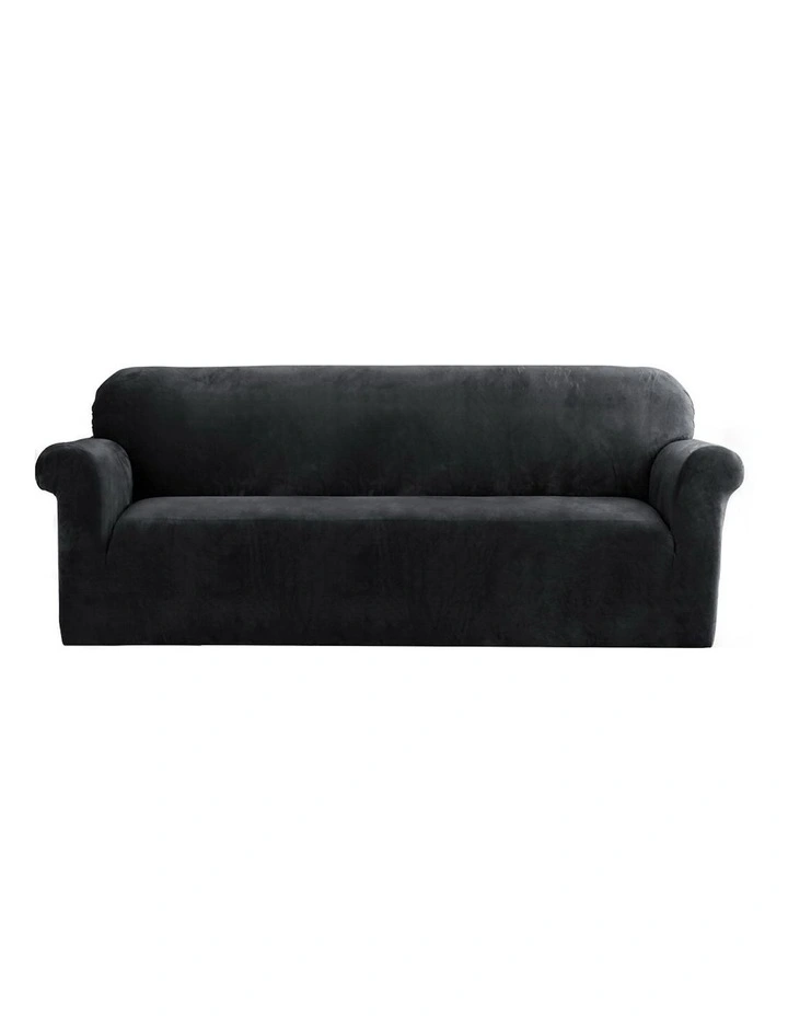 4 Seater Velvet Sofa Cover in Black