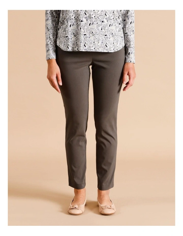 Sustainable Viscose Blend Wardrobe Staple Slim Full Length Pant In Khaki
