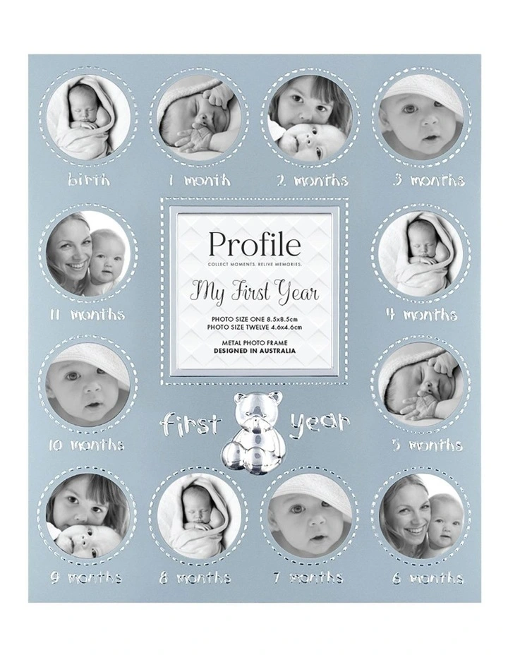My First Year Metal Baby Frame 13 Photos in Blue