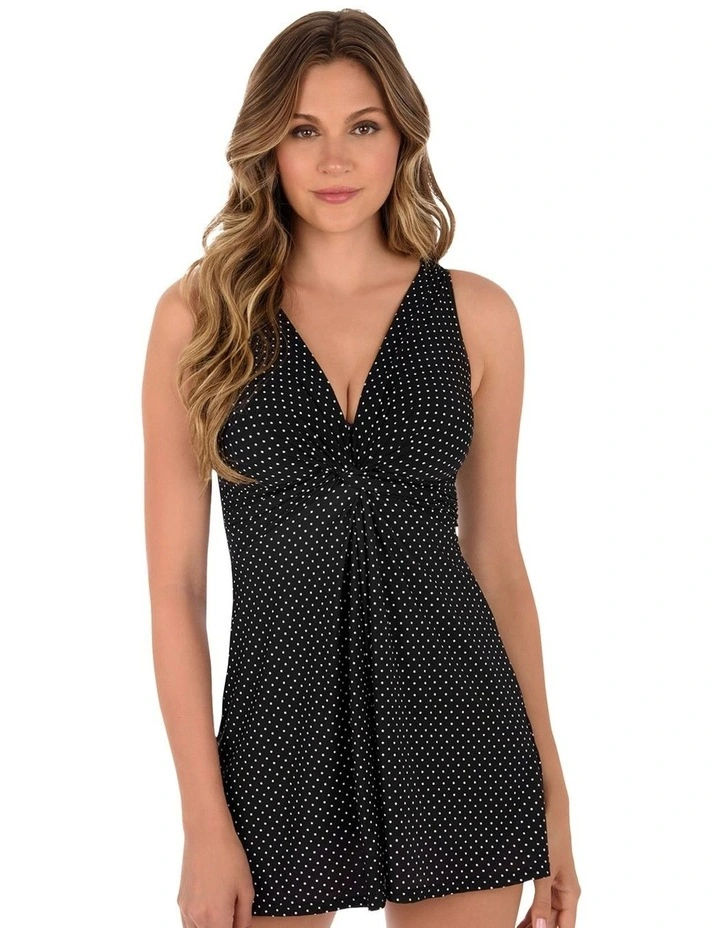 Pin Point Marais Short Shaping Swimdress in Black/White