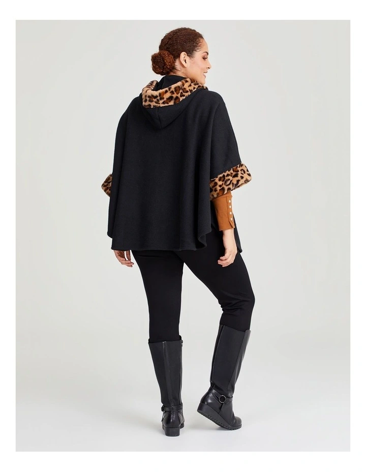 Hooded Fur Cape in Animal