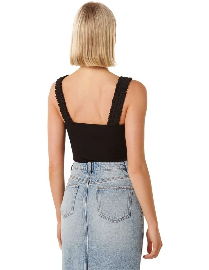 Suri Ruffle Strap Top in Black
