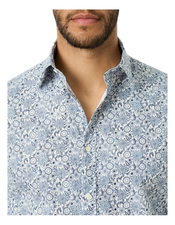 Brescia Printed Shirt in White Denim