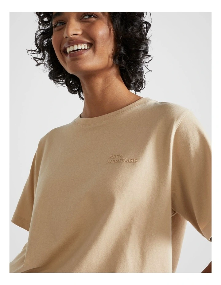 Heritage Logo Tee in Champagne Beige