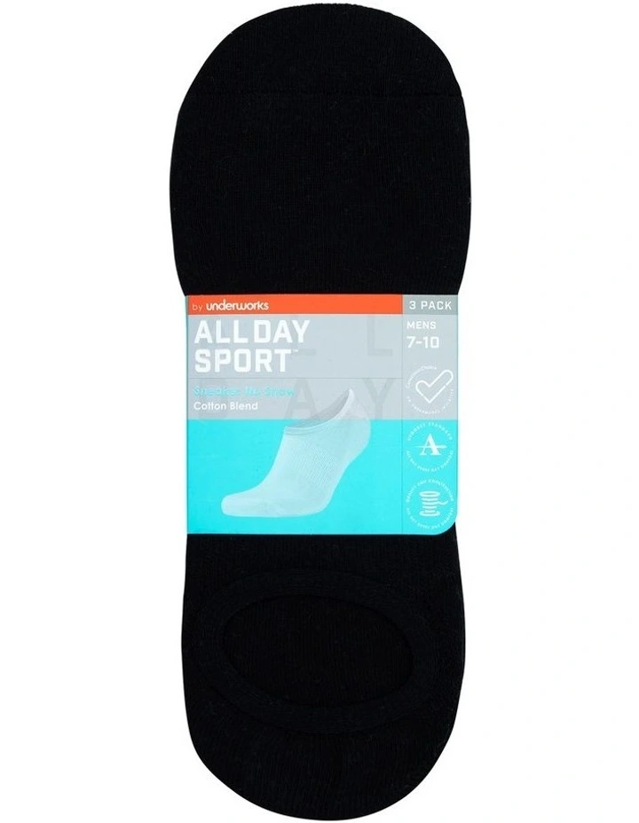 Cushioned Sneaker Sports Sock 3 Pack in Black