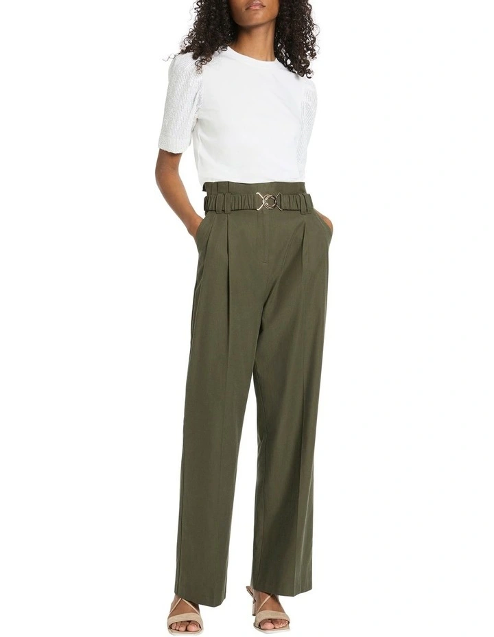 Picchu Paperbag Waist Pant in Cactus