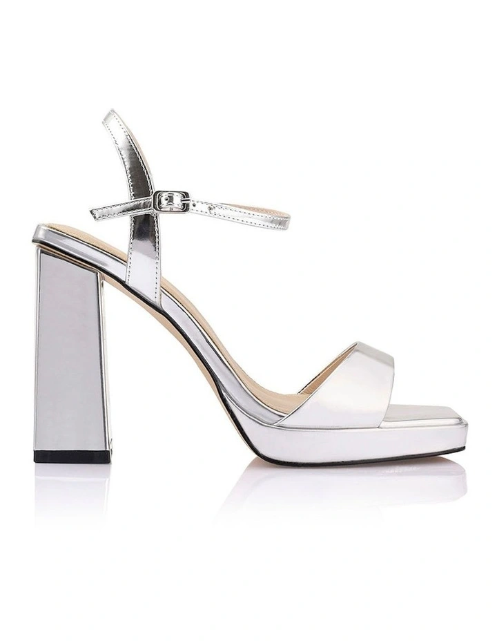 Paulie Platform Heeled Sandals in Silver