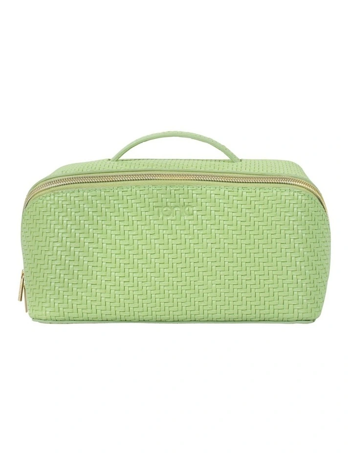 Herringbone Beauty Bag Large in Pistachio
