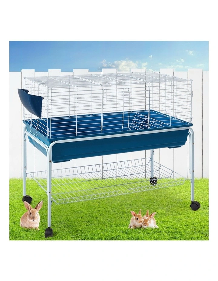 Rabbit Cage Hutch 106cm in Blue/White