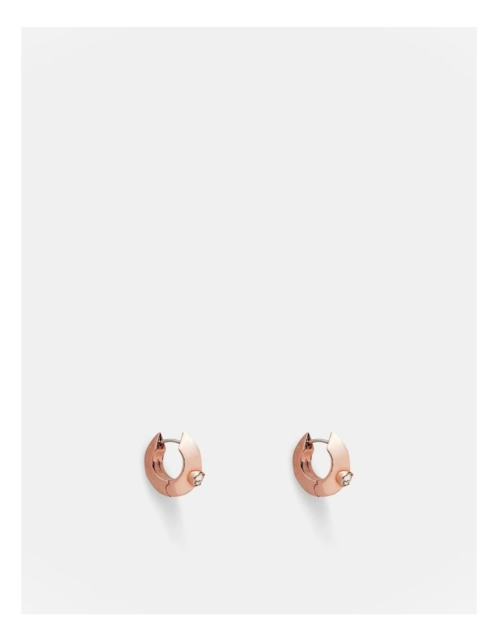 The Edge Huggie Hoop Earrings in Rose Gold