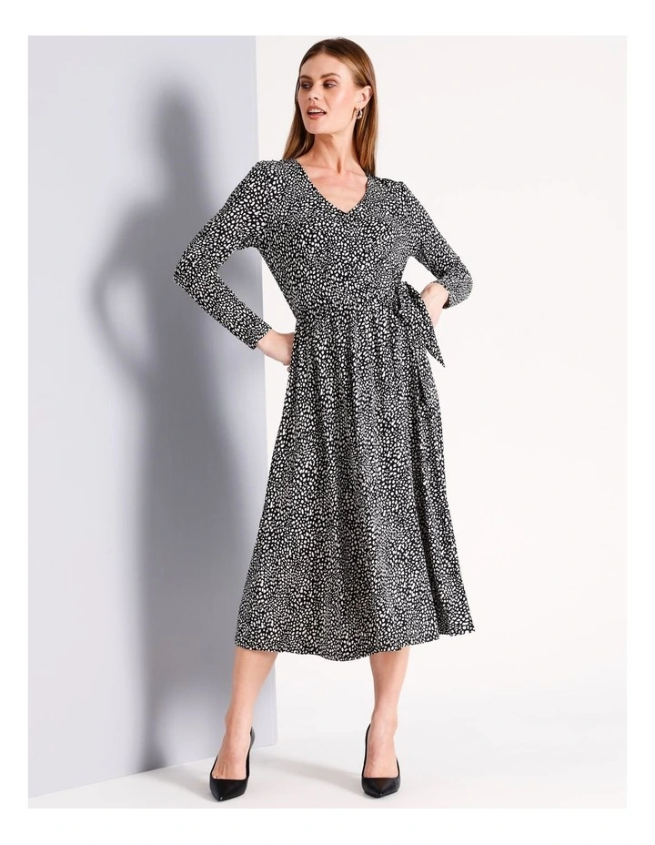 Recycled Polyester Blend Jersey Wrap Midi Dress in Assorted